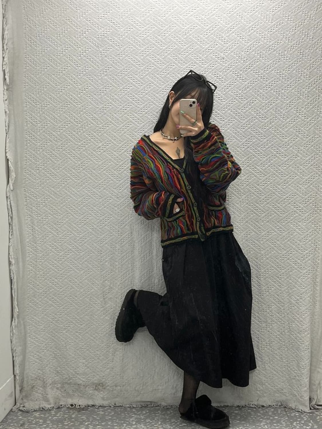 림노스 보헤미안 에스닉 비비드 멀티컬러 니트 울 가디건 L C06649 상품이미지2