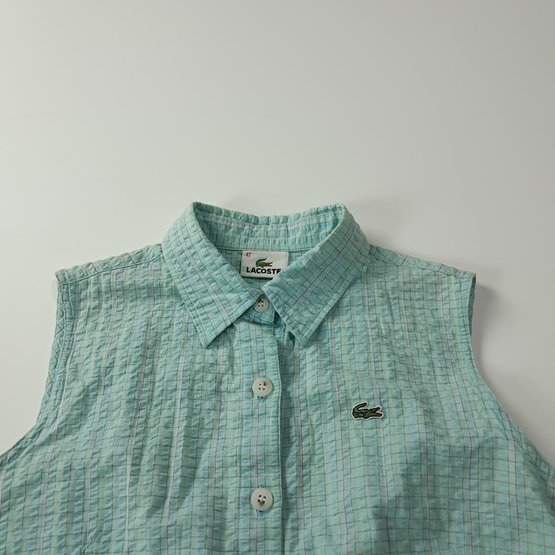 CK366 L 라코스테 90s 일본판 시어서커 민소매 칼라 원피스 상품이미지2