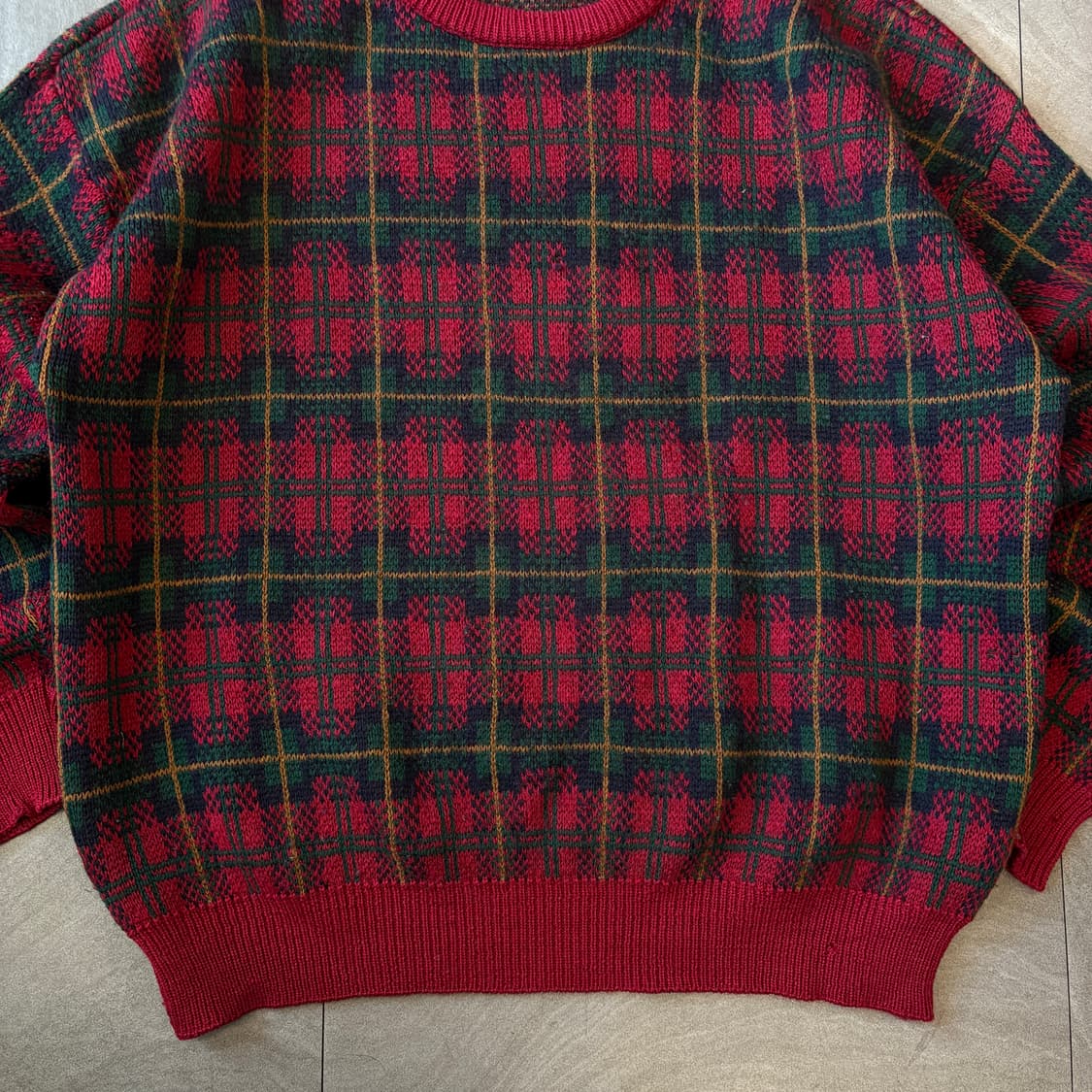 80s L.L.bean 80년대 미국 생산 엘엘빈 체크 플란넬 울 니트 상품이미지3