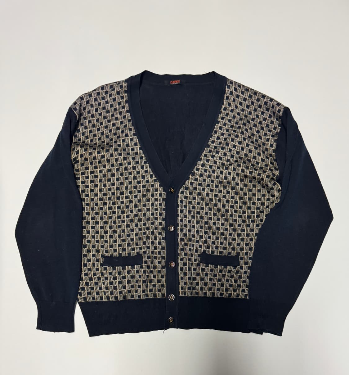 여성 닥스 daks 빈티지 패턴 가디건 네이비 L 상품이미지1