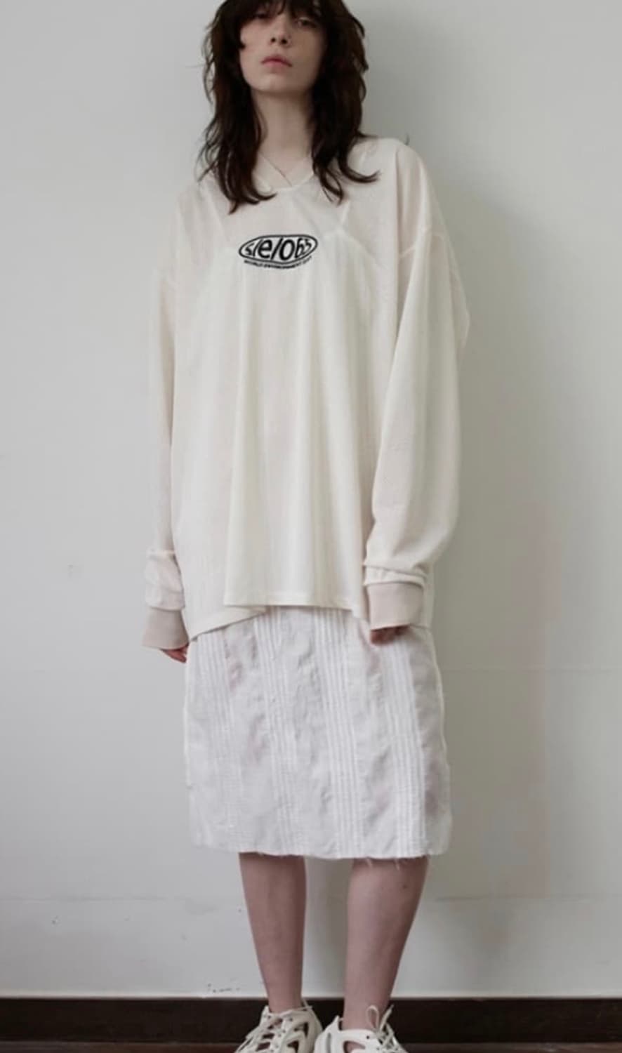 S/E/O 에스이오 메쉬 져지 탑 화이트 상품이미지1