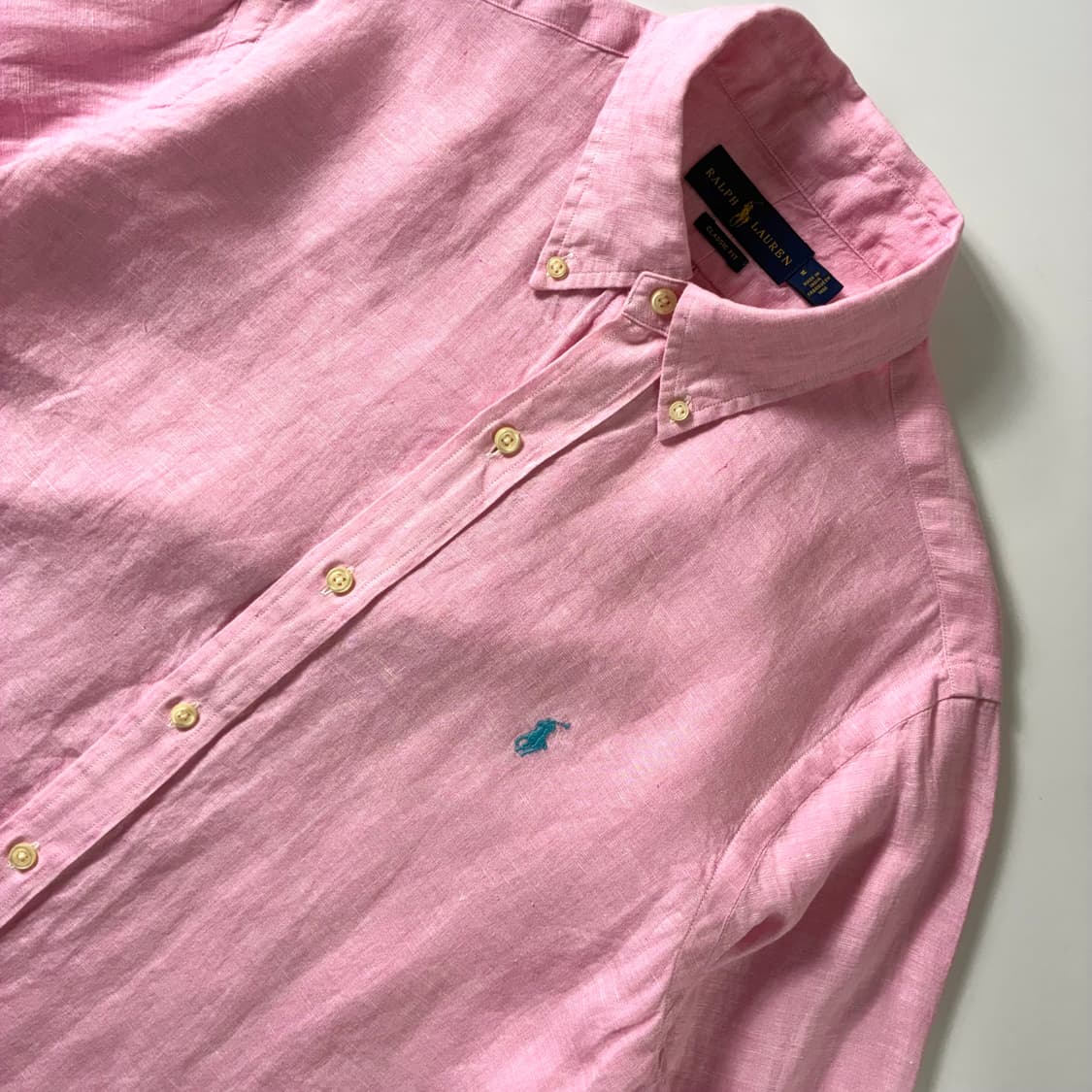Polo  폴로 랄프로렌 자수 라이트핑크 린넨 셔츠  상품이미지3