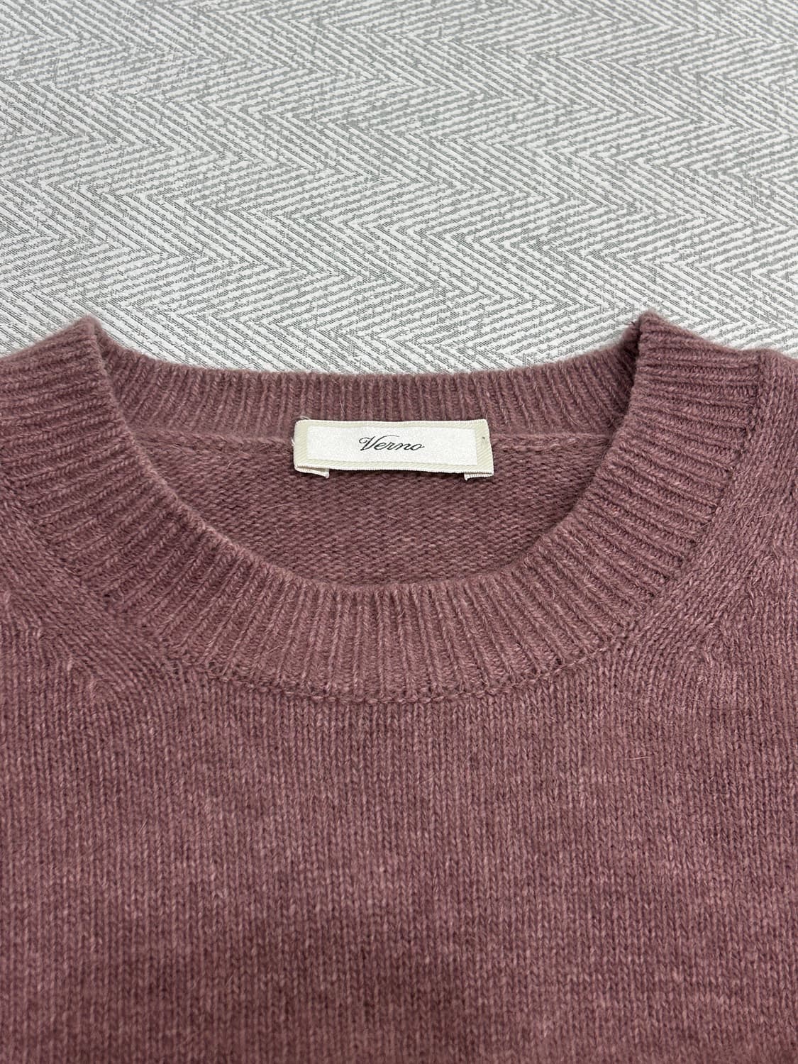 베르노 Verno 폭스 울 라운드 니트 남성 L 상품이미지8