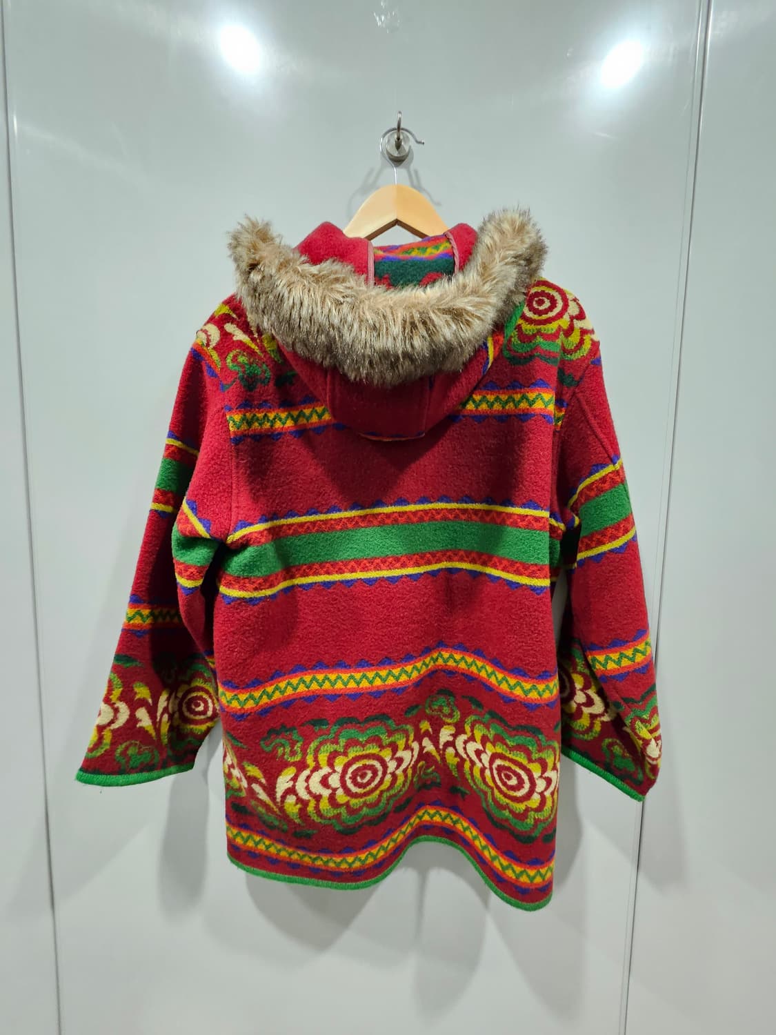 베네통 빈티지 패턴 후드 울재킷 상품이미지3