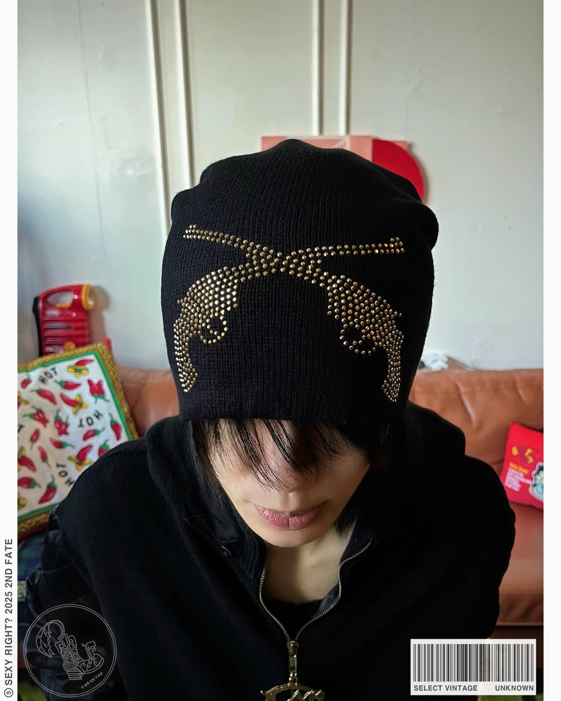 Vintage Guns Cubic Trimming Knit Beanie 상품이미지1