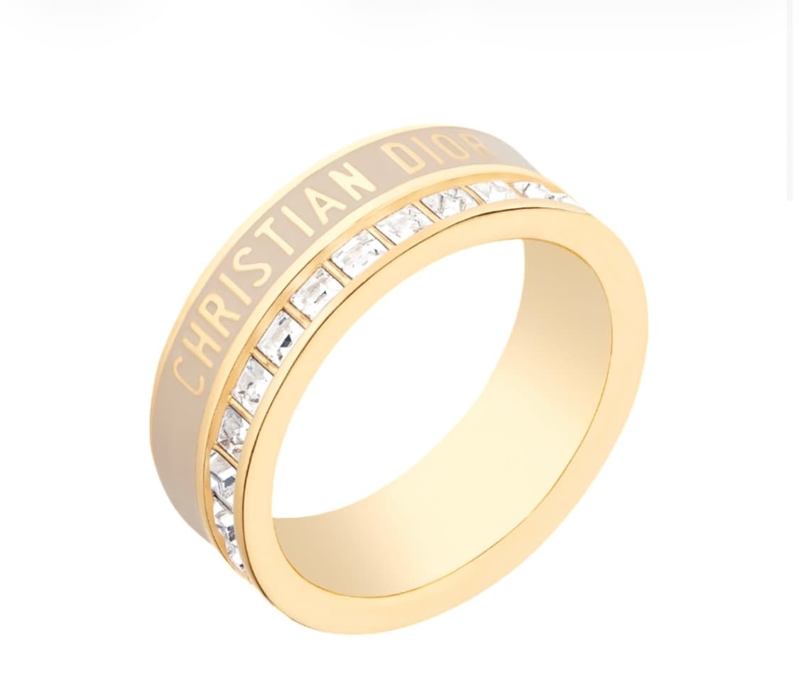 디올 나이트 코드 링 메탈 크리스탈 앤 래커 골드 피니쉬 화이트 파우더  상품이미지1