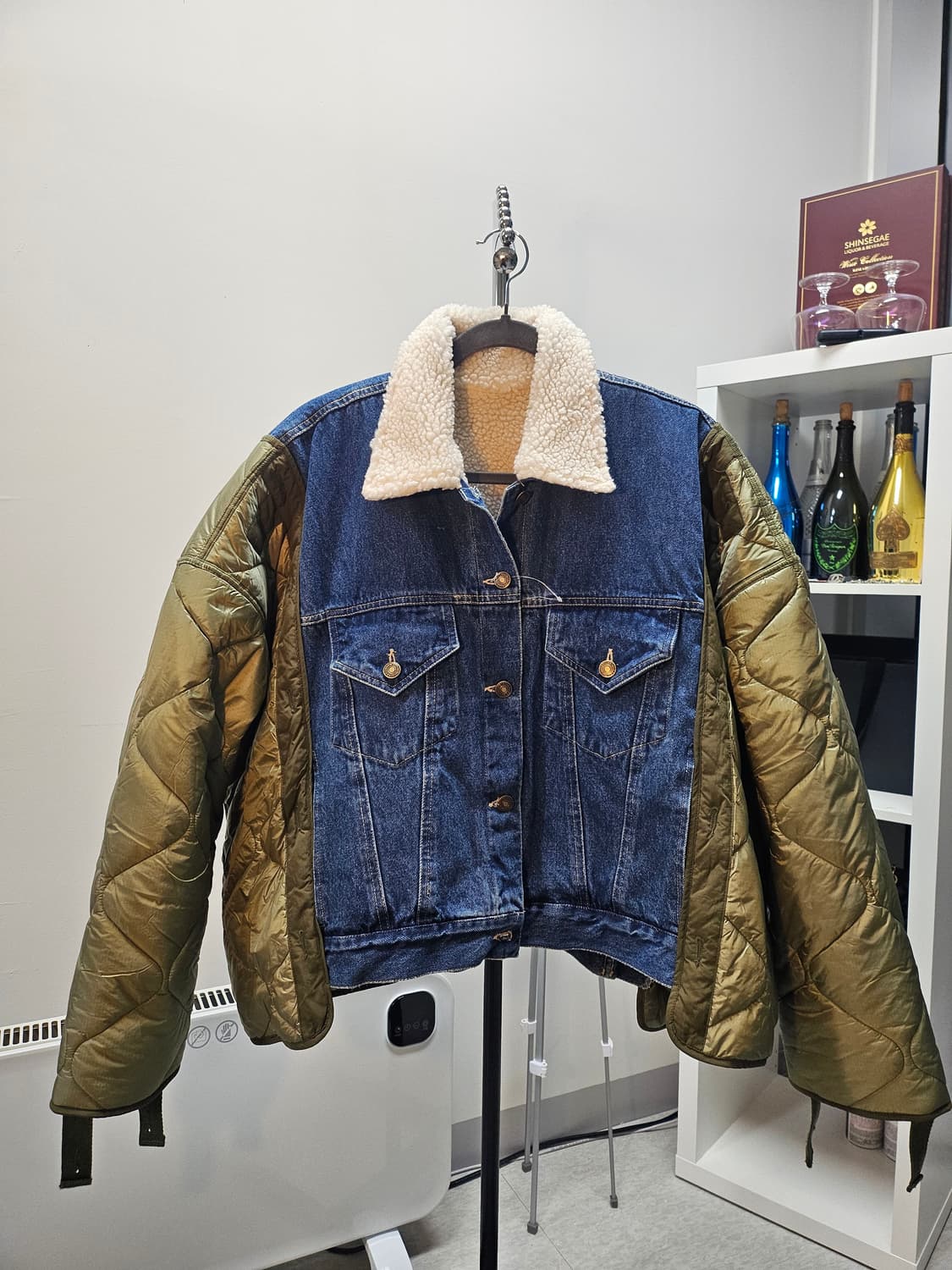 새상품(여성Free55-77) 오버핏 데님 양털 퀄팅 누빔 자켓  상품이미지1