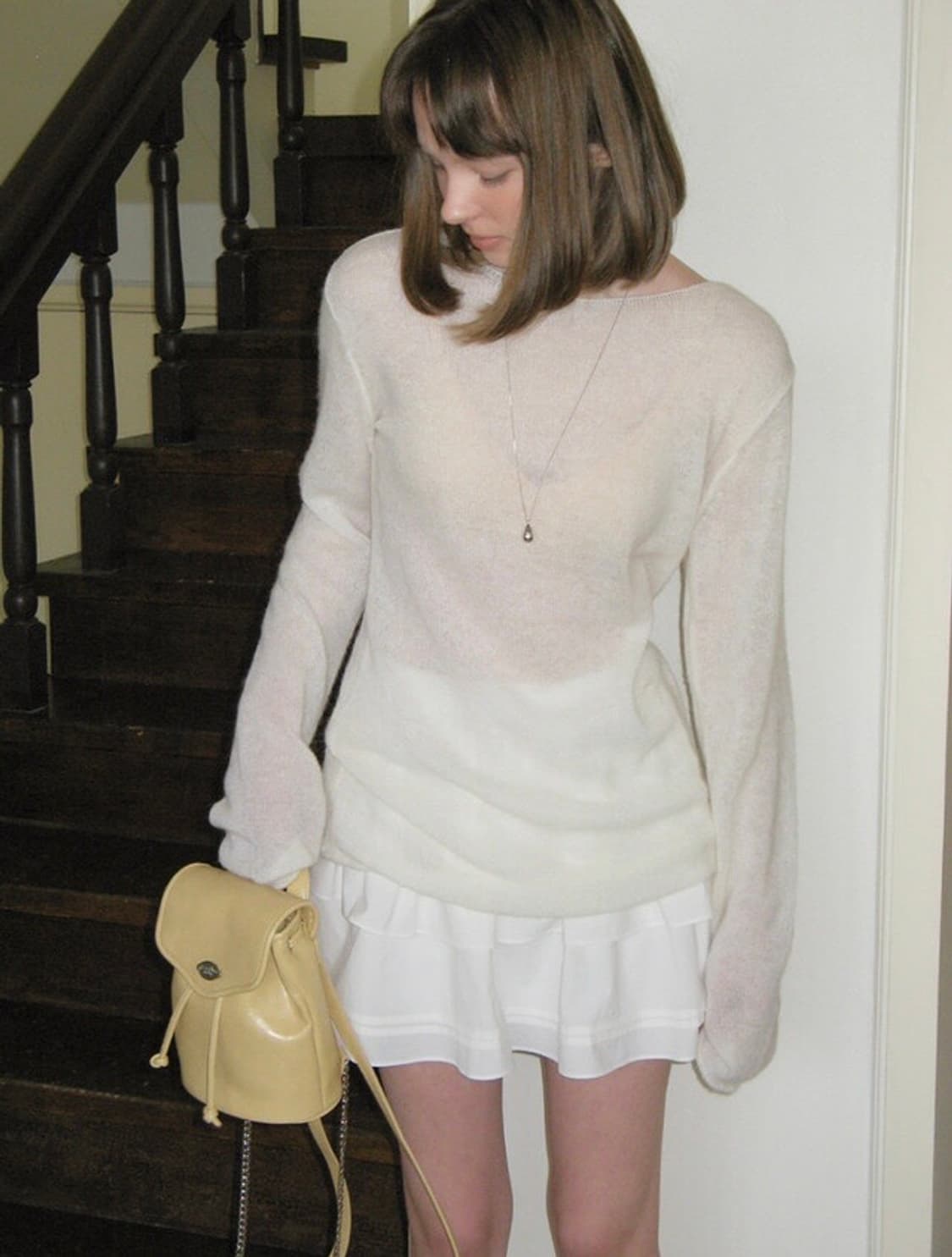 썸웨어버터 캉캉 셔링 플레어 레이어드 화이트 미니 스커트 F 상품이미지3