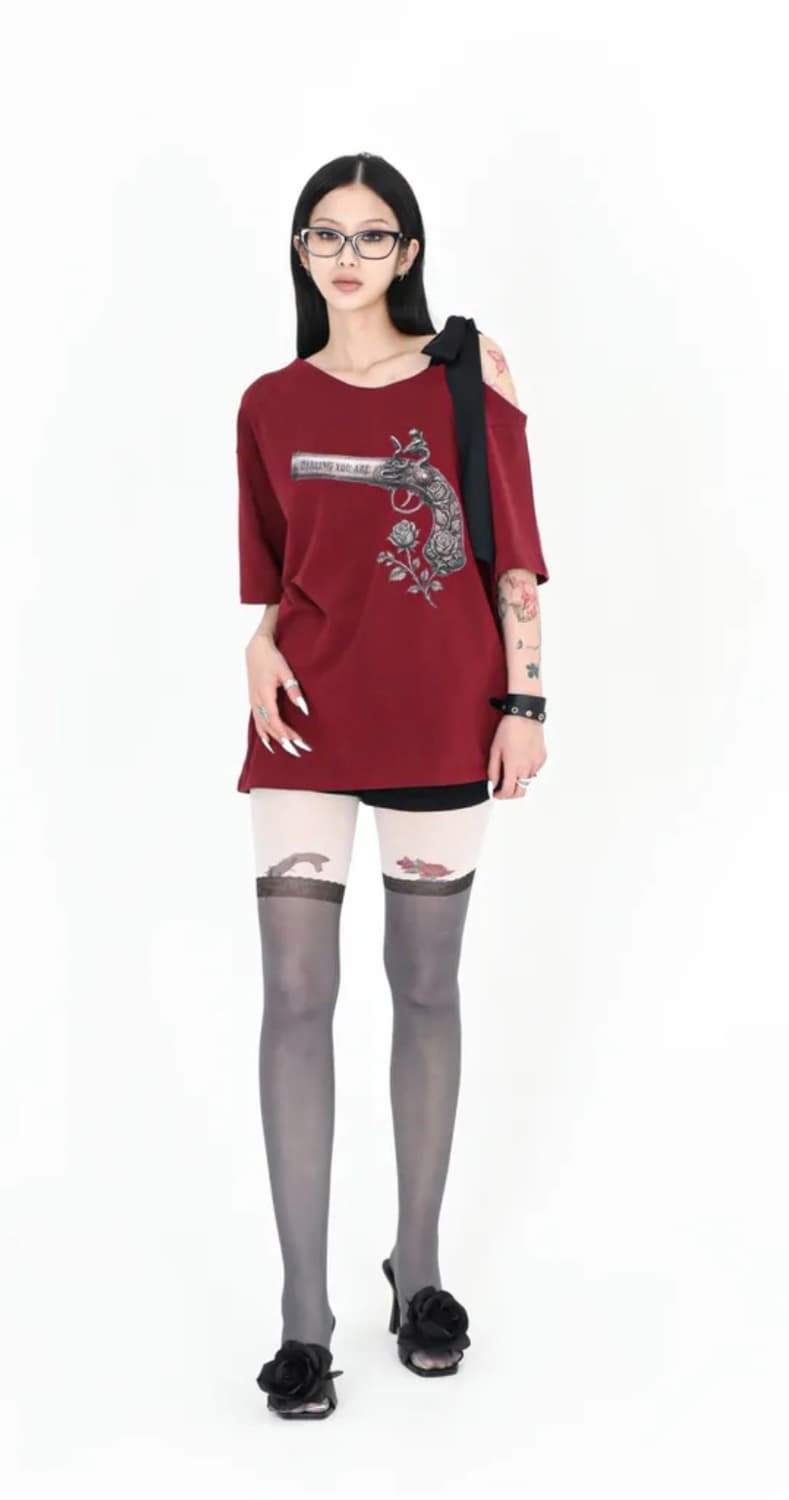 달링유어배드 RIBBON ROSE PISTOL TEE  상품이미지2