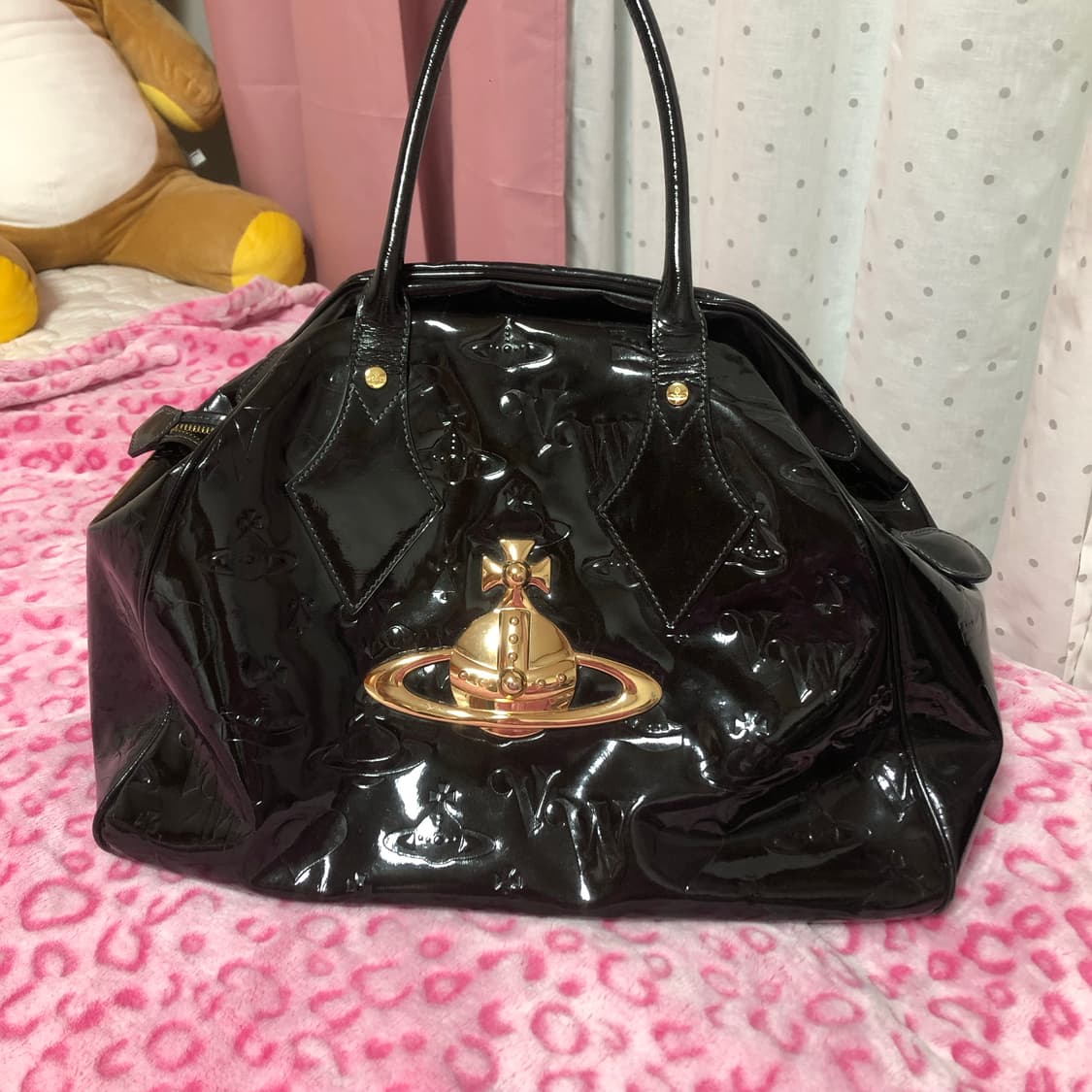 비비안웨스트우드 빈티지 애나벨 보부상 빅 로고 골드 토트백 가방 상품이미지2