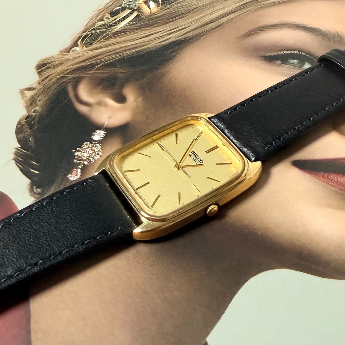 세이코 빈티지 쿼츠 골드 탱크 시계 상품이미지7