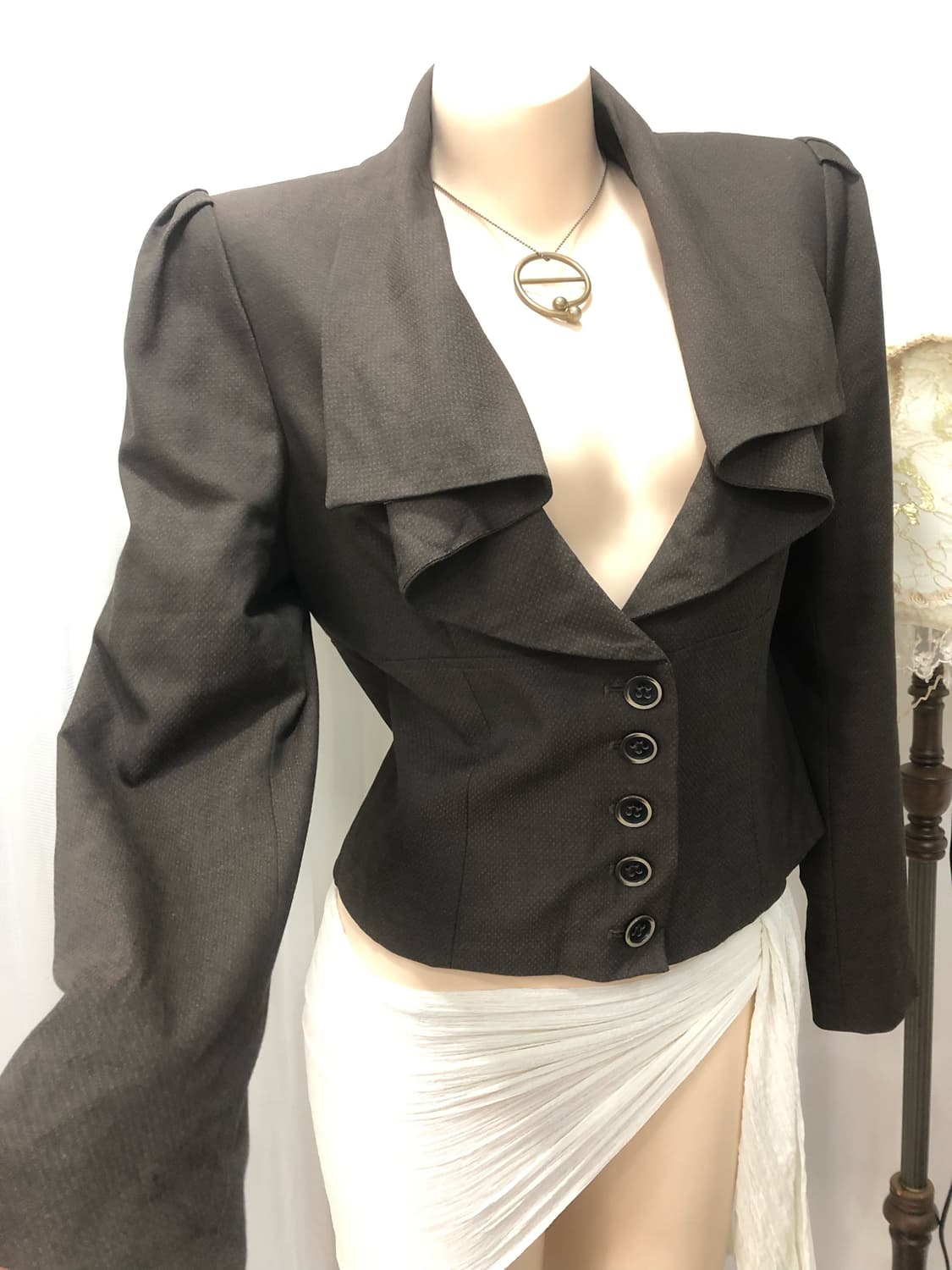 choco brown cape collar tailored blazer 상품이미지6