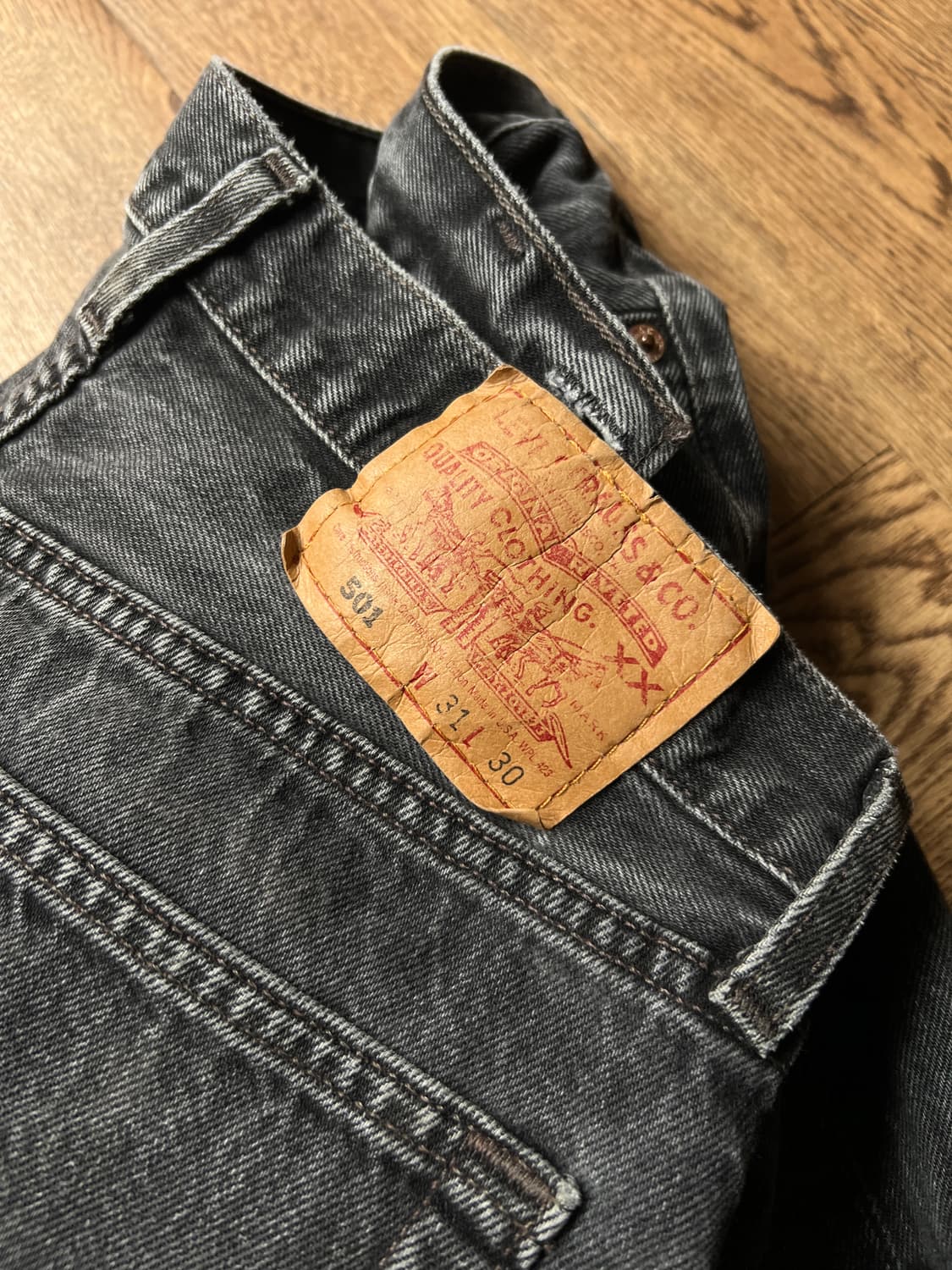 [31]90's 리바이스 501 USA Made 흑청 데님 팬츠 S23 상품이미지6