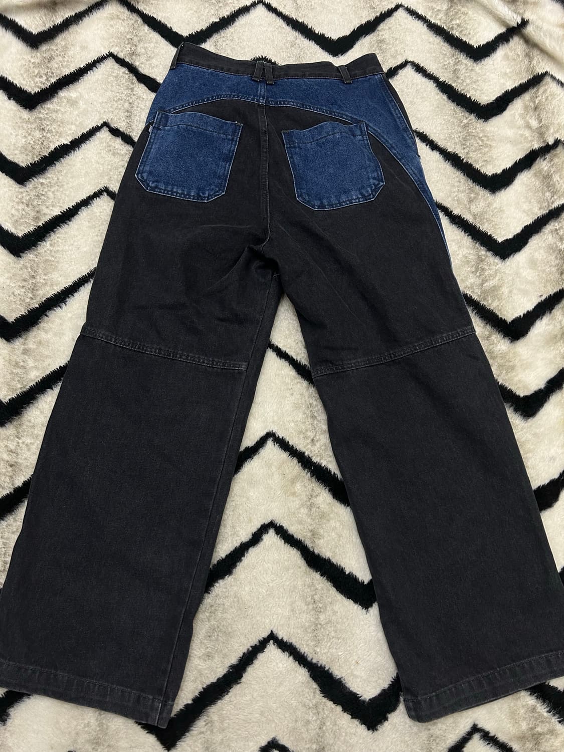 [S]꼼파뇨 절개 와이드 데님팬츠/인디고 블랙 상품이미지3