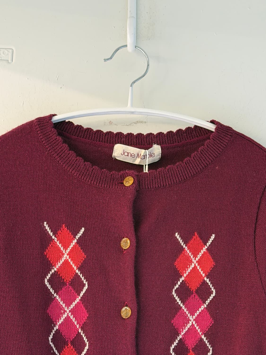 일본빈티지 클래식 아가일 울가디건 상품이미지5