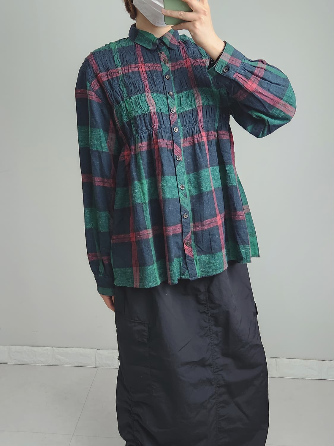 체크 밴딩 블라우스 상품이미지2