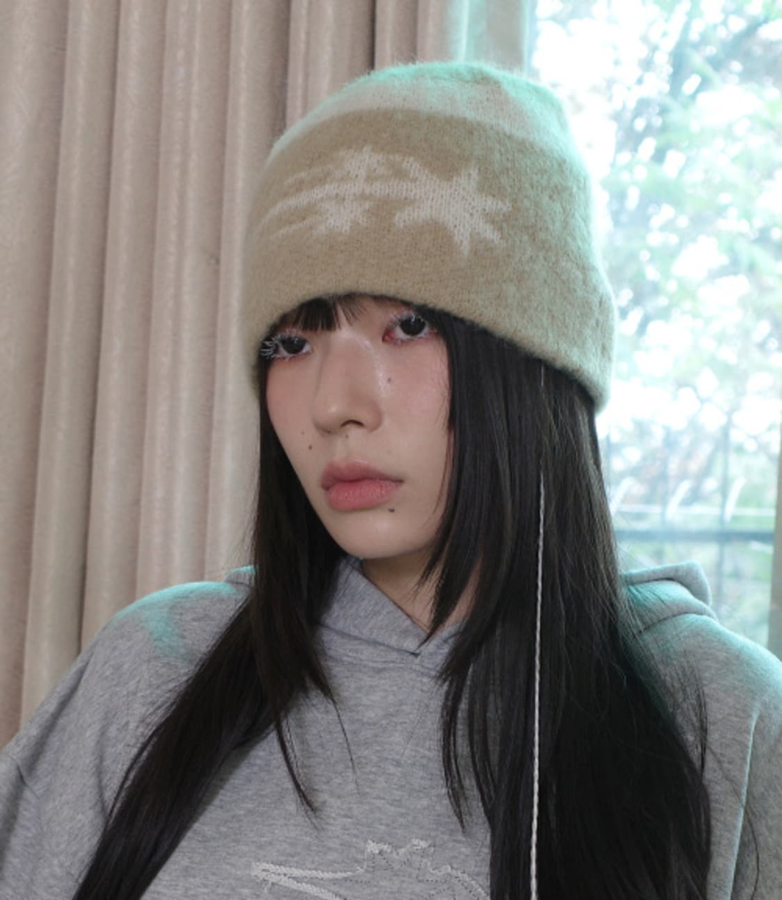 [새상품] 나이스고스트클럽 3star 모헤어 비니 블랙 상품이미지2