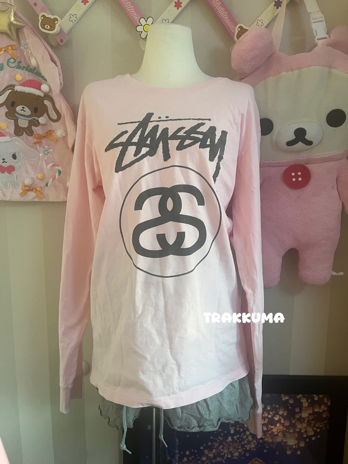 Stussy 스투시 핑크 딸기우유 연핑크긴팔티셔츠 롱슬리브 맨투맨 후드티 상품이미지2