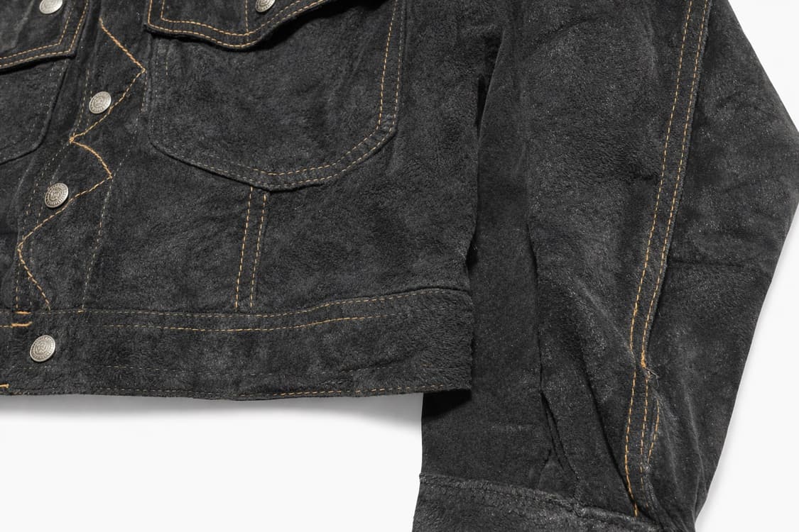 JPN 90s~00s 일본 빈티지 Y2K 천연 스웨이드 가죽 트러커 자켓 상품이미지5