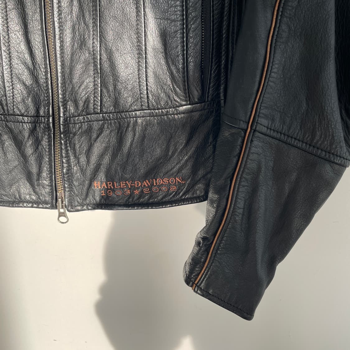 할리데이비슨 블랙 리얼 레더 싱글 차이나넥 가죽 자켓 상품이미지5
