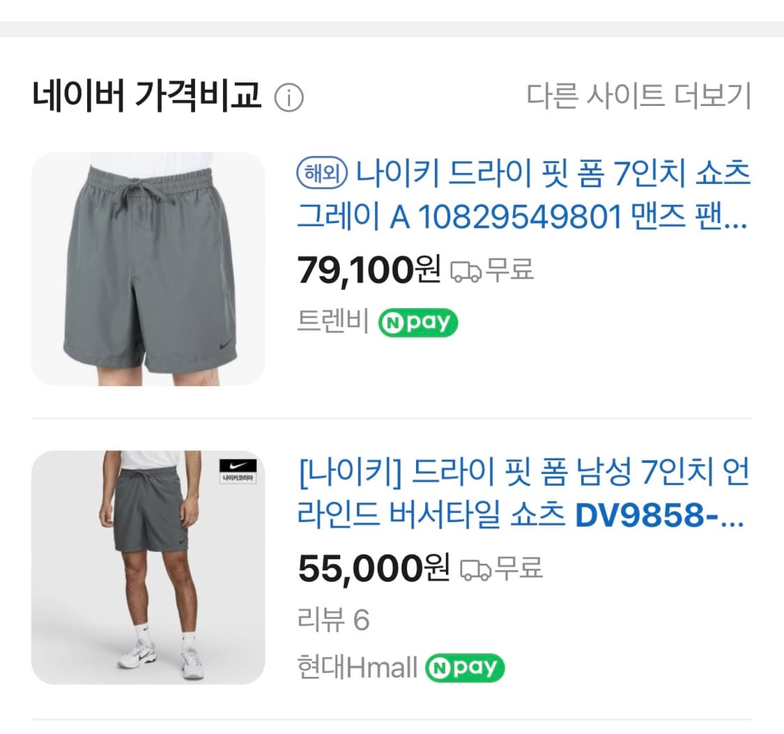 나이키 드라이핏 7인치 쇼츠 그레이 L 상품이미지4