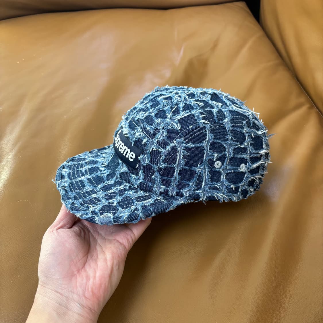 슈프림 캠프캡 모자 박스로고 프레이드 크록 데님 상품이미지4