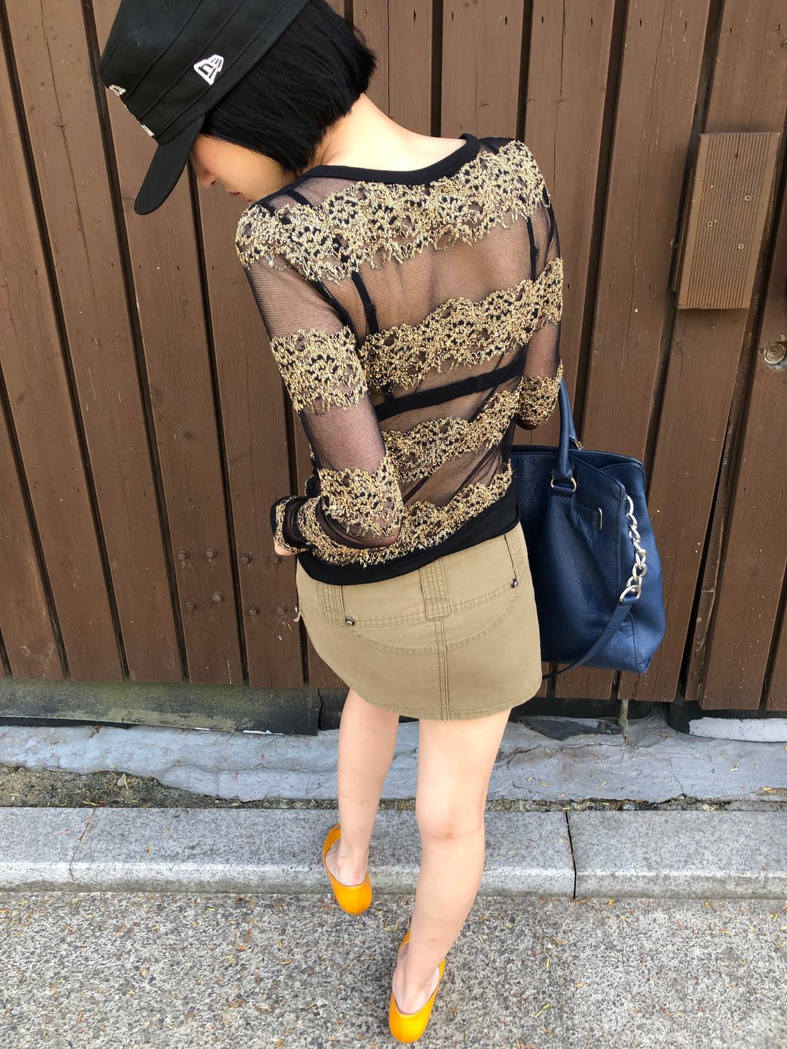 gold lace mesh top  상품이미지2