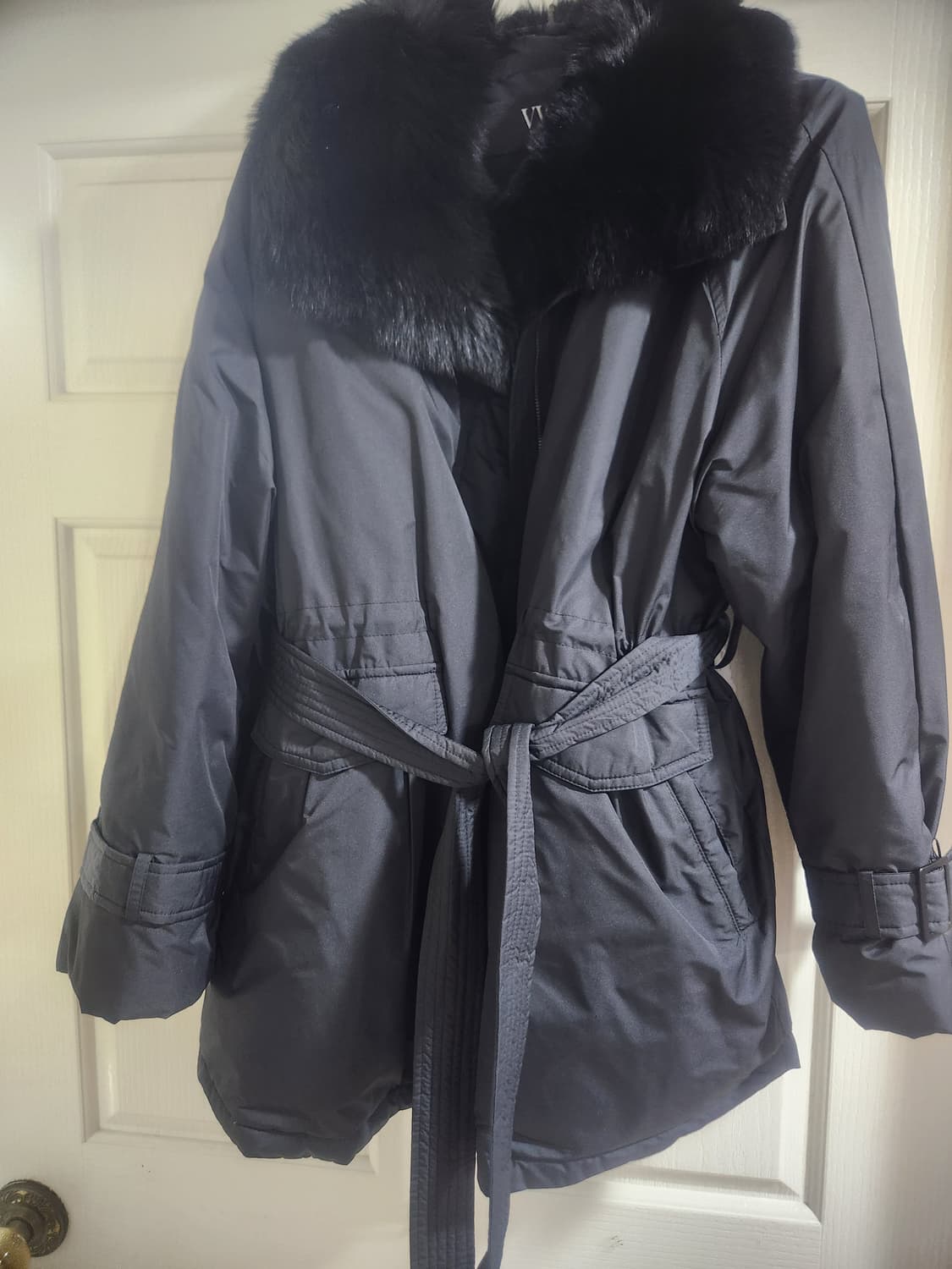 VERA WANG 여성 모피 트리밍 코트 상품이미지1