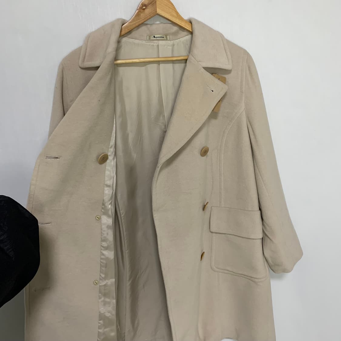 아쿠아스큐텀 빈티지 베이지 더블 롱 코트 앙고라 캐시미어 혼방 상품이미지3