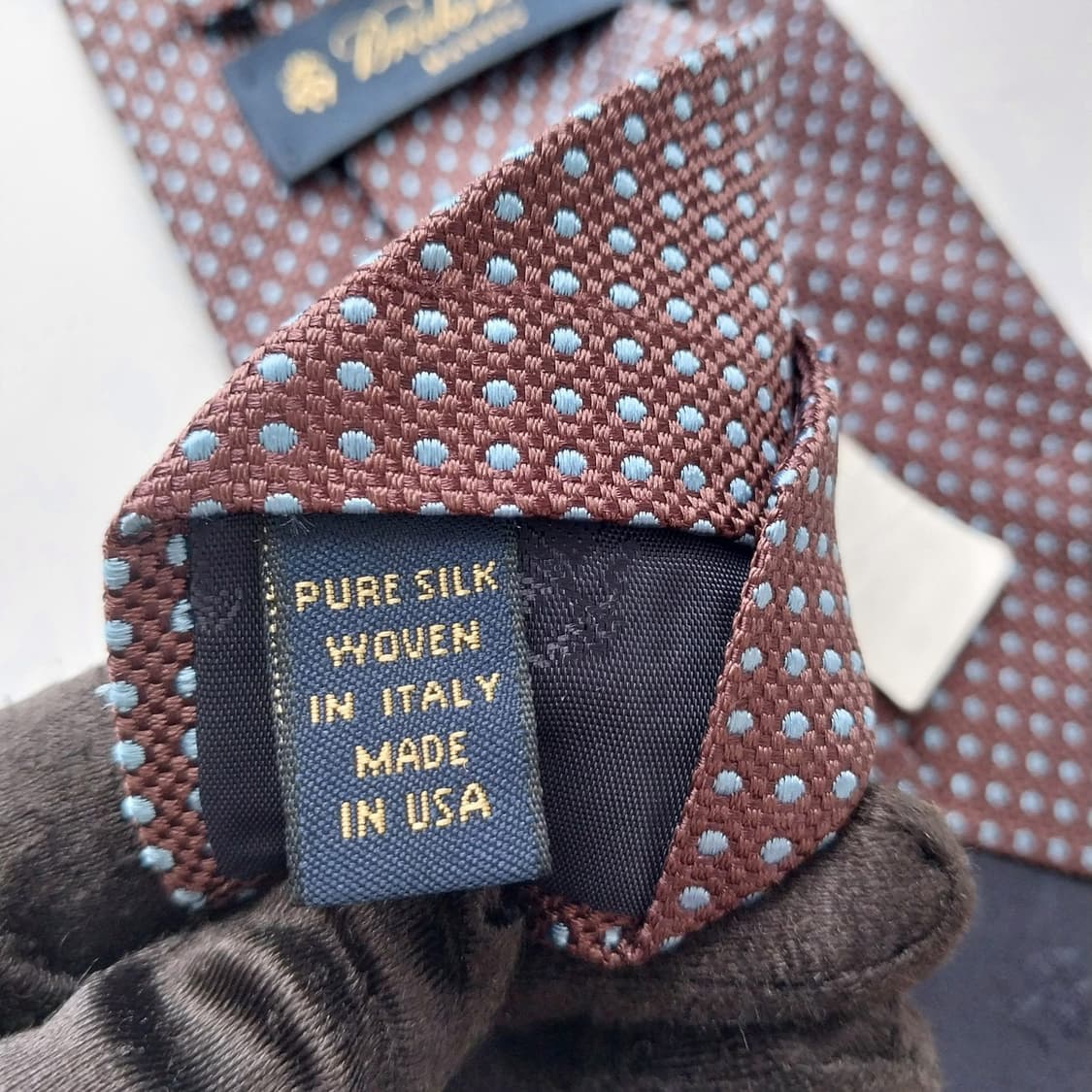 브룩스브라더스 브라운 도트 패턴 넥타이 10.1cm A등급 K2447 상품이미지7