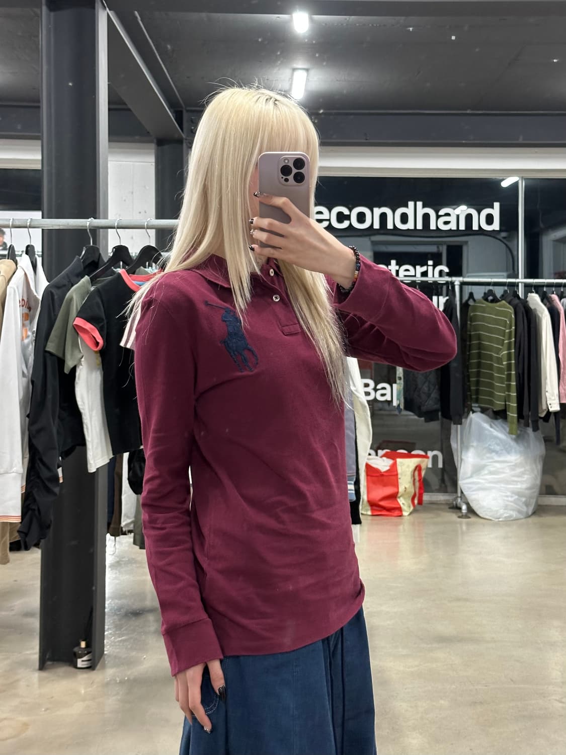 폴로 랄프로렌 빅포니 긴팔 카라 티셔츠 버건디 상품이미지3