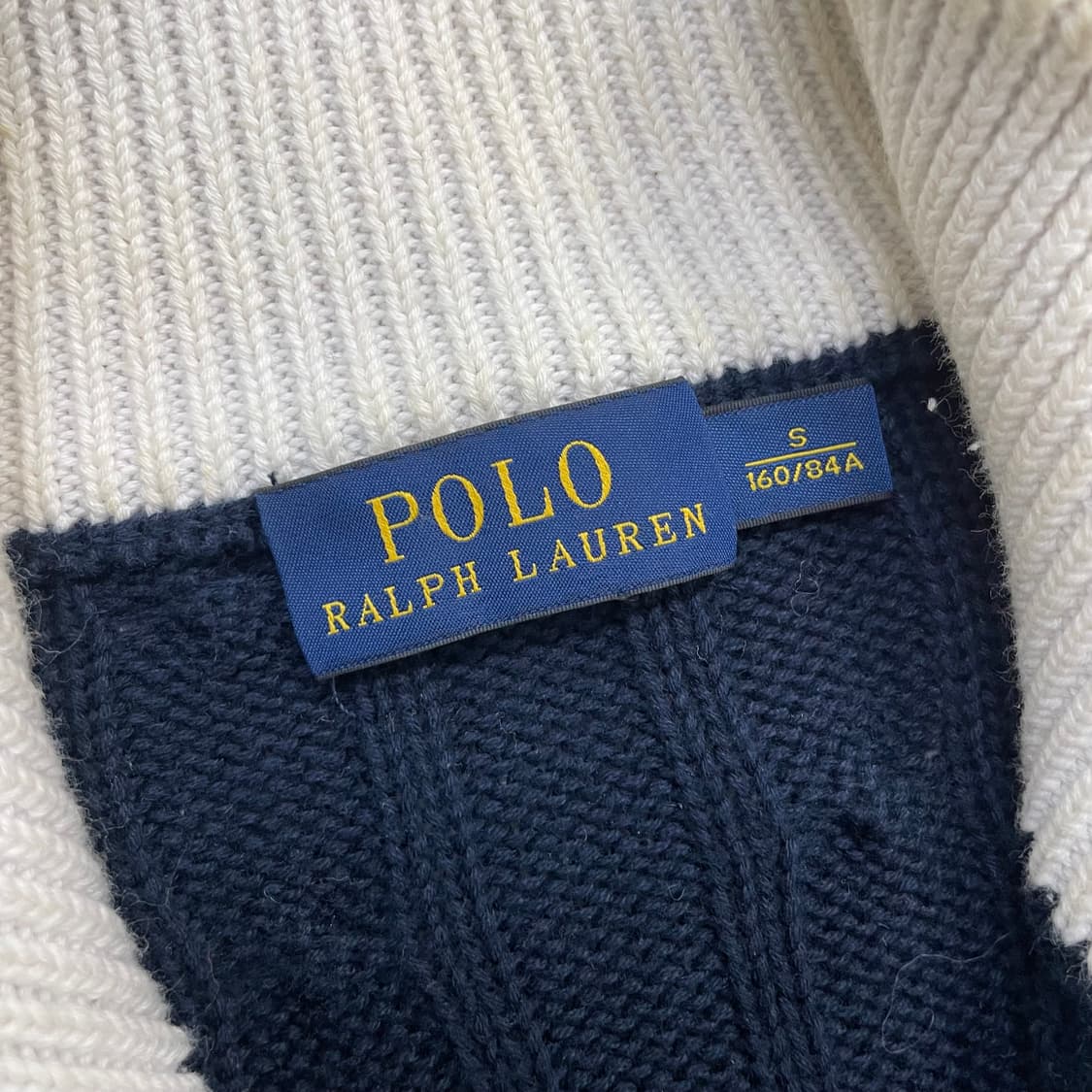 폴로 랄프로렌 포니 로고 케이블 니트 집업 네이비 상품이미지4