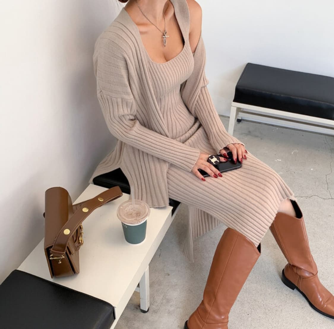 롱원피스+가디건 세트 상품이미지4