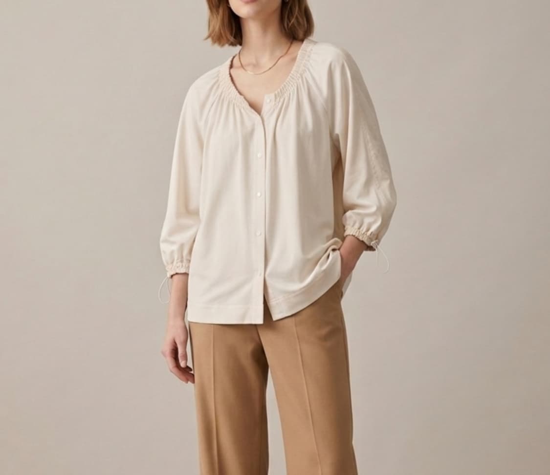 [55-66]COS 코스 게더드 넥 라운드 블라우스 상품이미지1