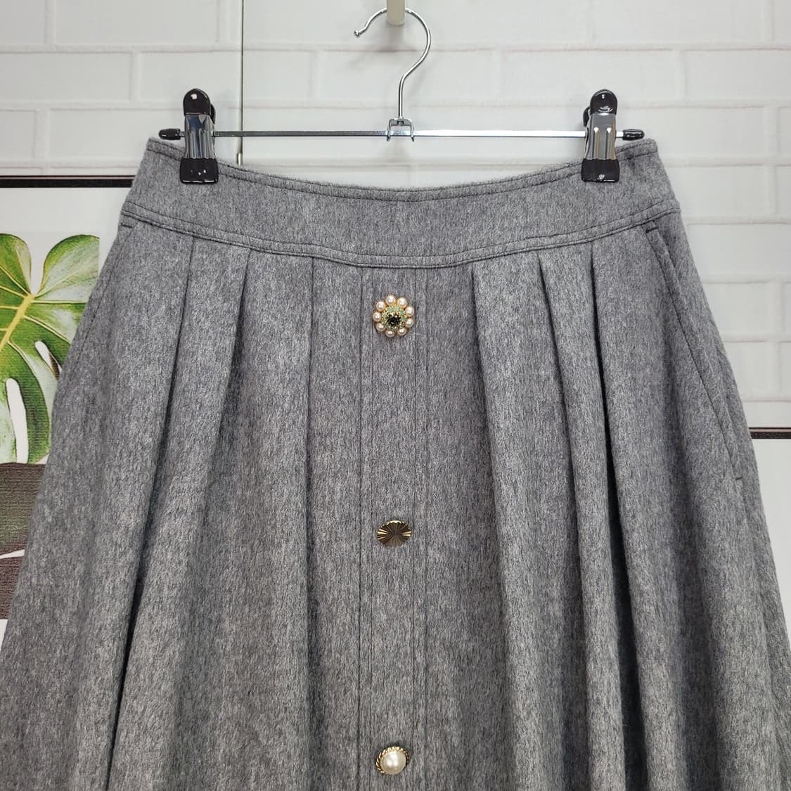 레니본 울 모직 A라인 플리츠 롱 스커트 55사이즈 새상품급 상품이미지2