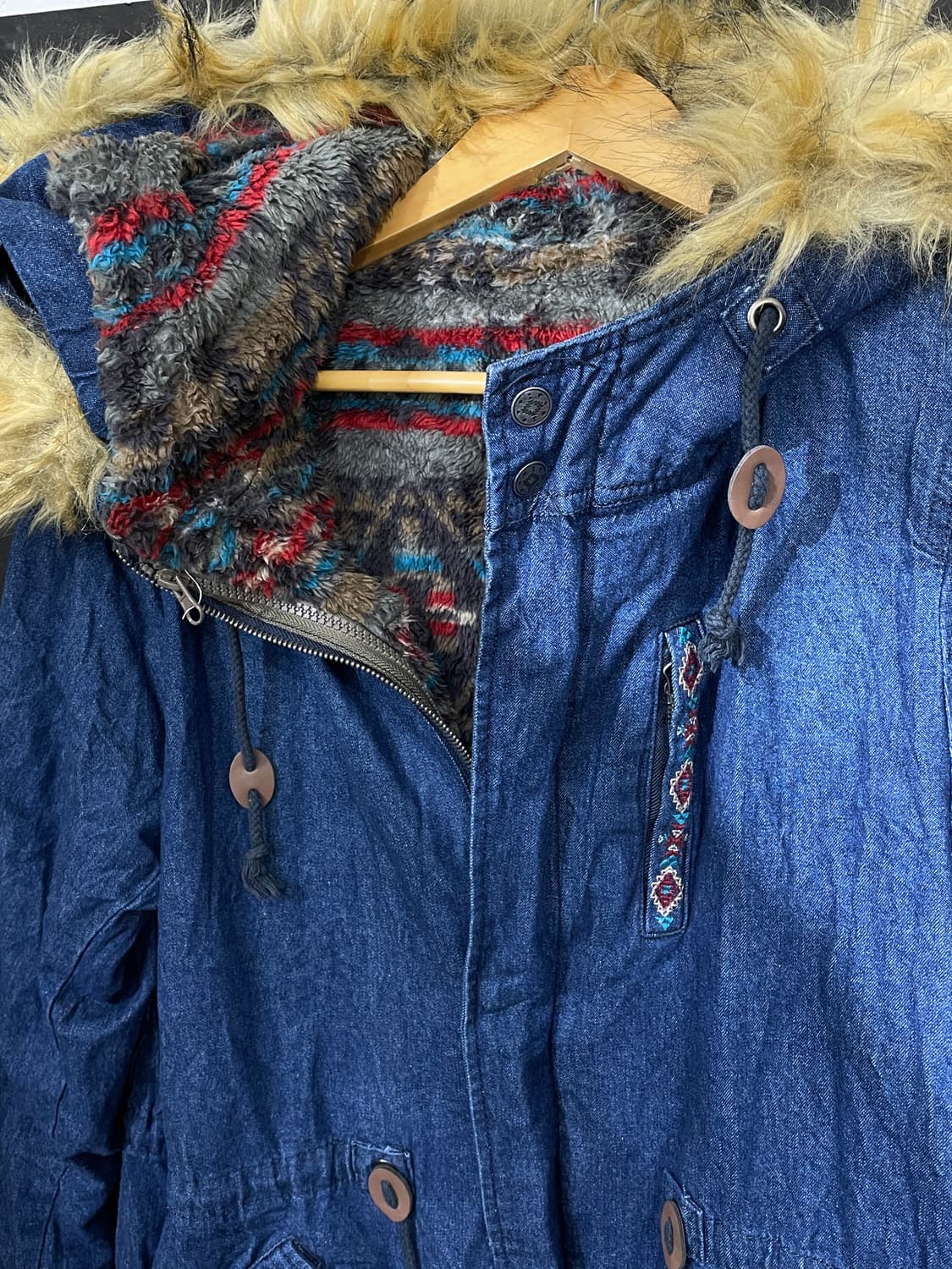 일본빈티지 titicaca 울프죠 퍼 후드 롱 개파카 야상 자켓 M 상품이미지8