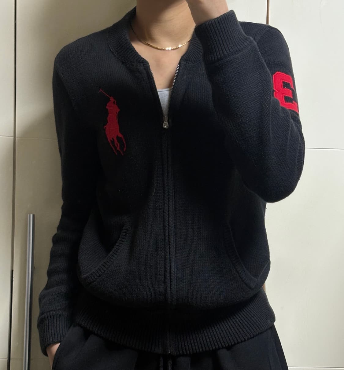 폴로 랄프로렌 빅포니 블랙 니트집업 상품이미지1