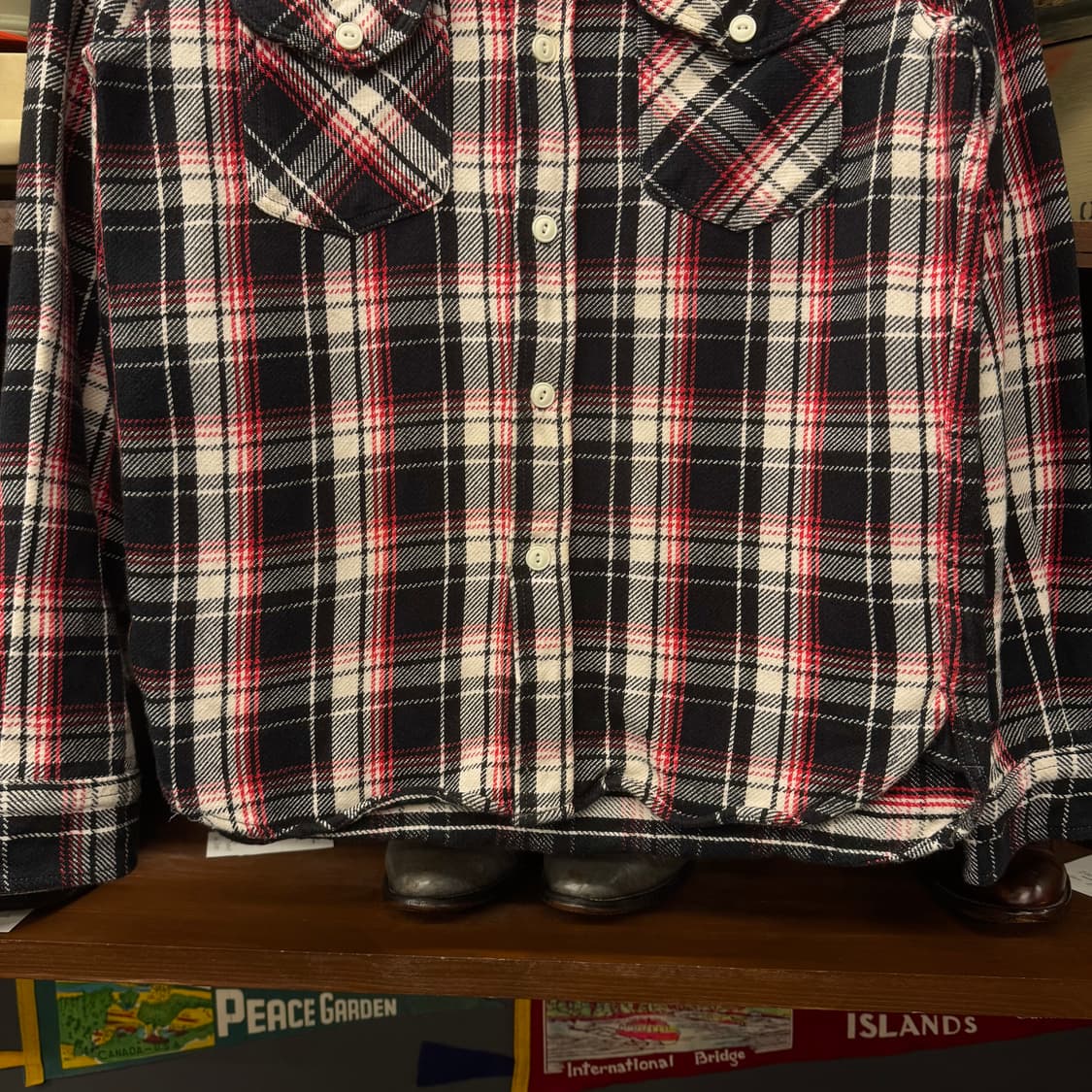 90s LEE 리 헤비 코튼 플란넬 체크 워크 셔츠 상품이미지4