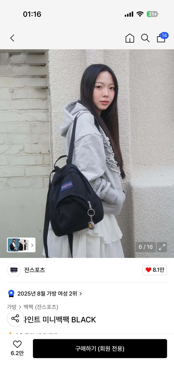 잔스포츠 하프파인트 미니백팩 상품이미지5