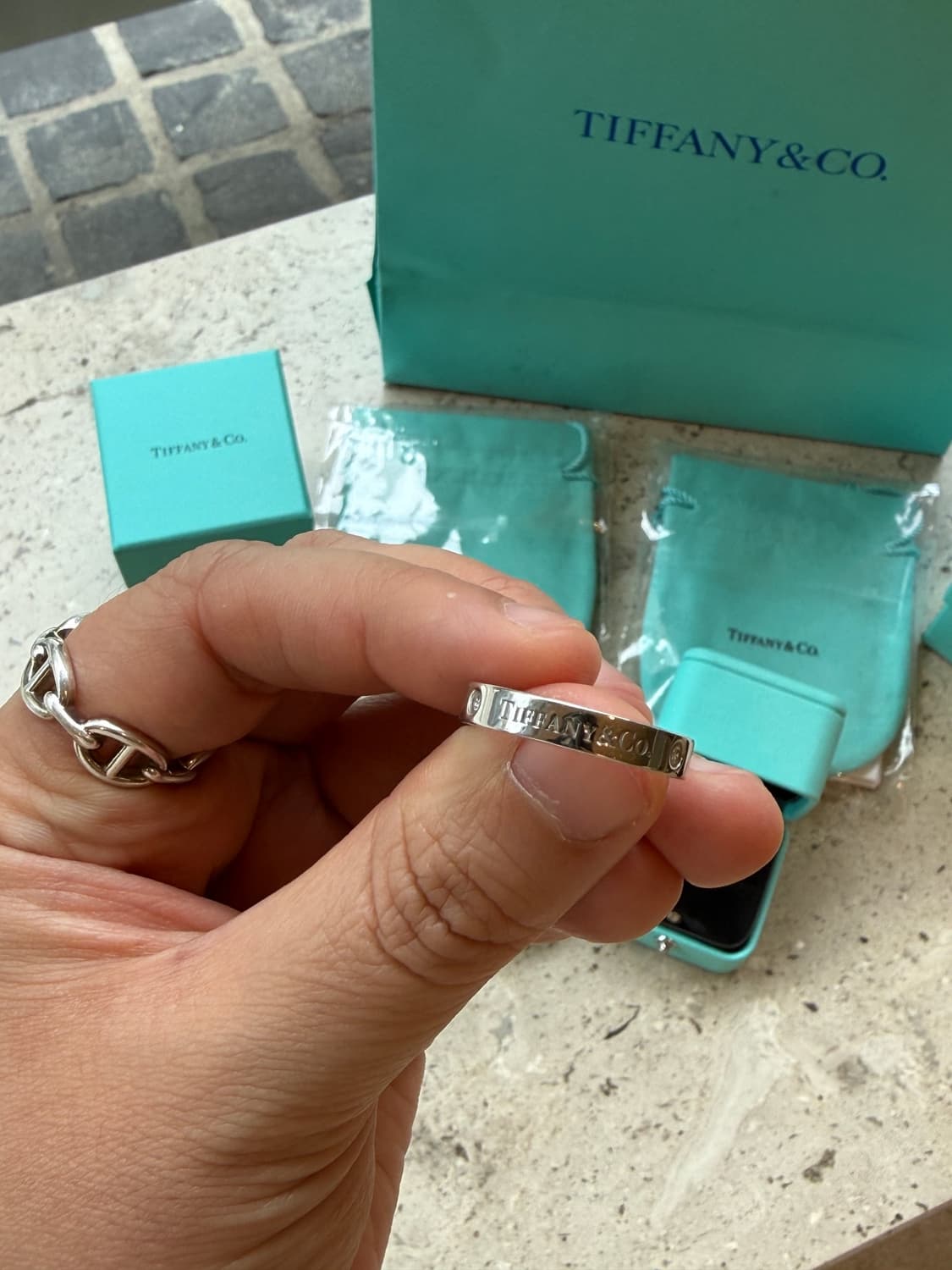 TIFFANY&CO 티파니앤코 3 다이아몬드 밴드링 #9.5 상품이미지7