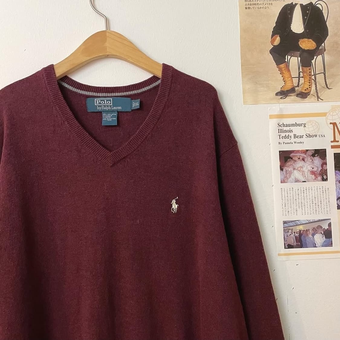 빈티지 폴로 와인 브이넥니트 상품이미지5