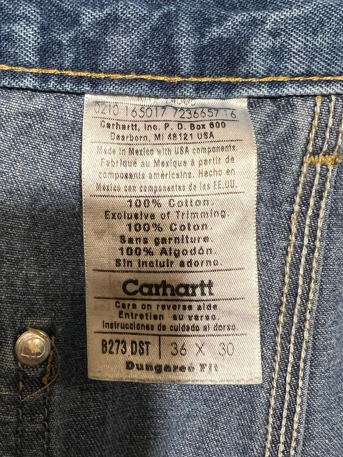 [36x30] 칼하트 B273 DST 데님 더블니 카펜터 워크팬츠 상품이미지10