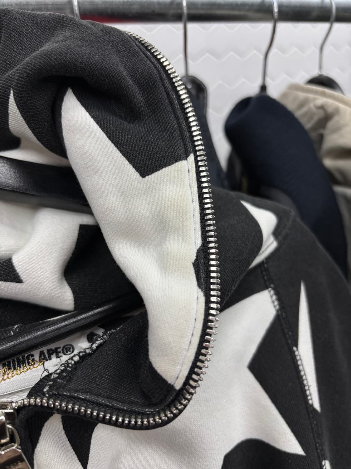 베이프 스타 검흰 후드집업 상품이미지7