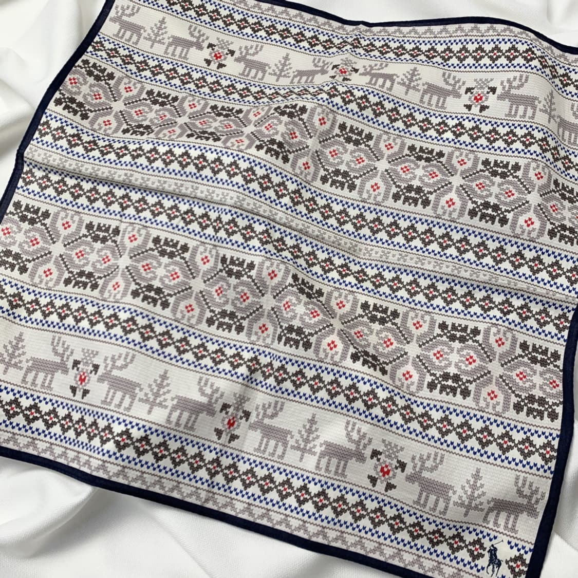 [정품] Polo 폴로 랄프로렌 노르딕 사슴패턴 빈티지 쁘띠스카프 손수건 상품이미지1