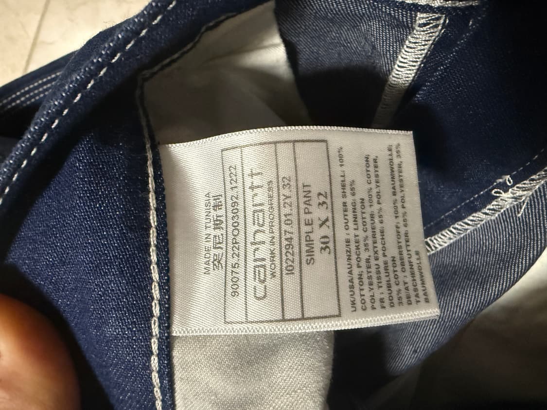 칼하트윕 Simple Pant 데님 워크 팬츠 30x32 상품이미지2