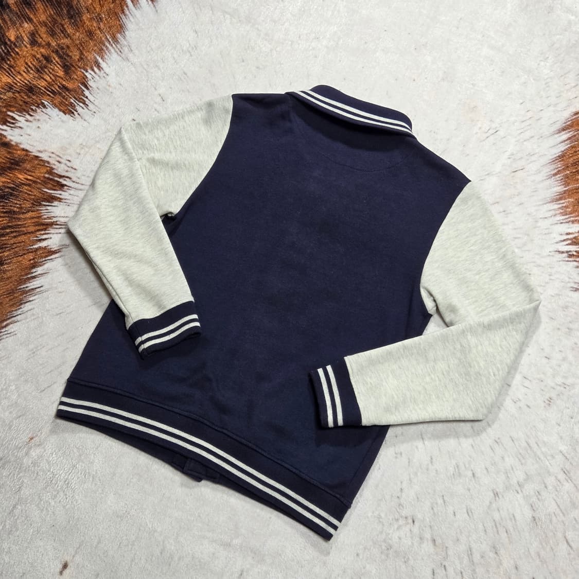 일본 빈티지 네이비 그레이 배색 바시티자켓 상품이미지4