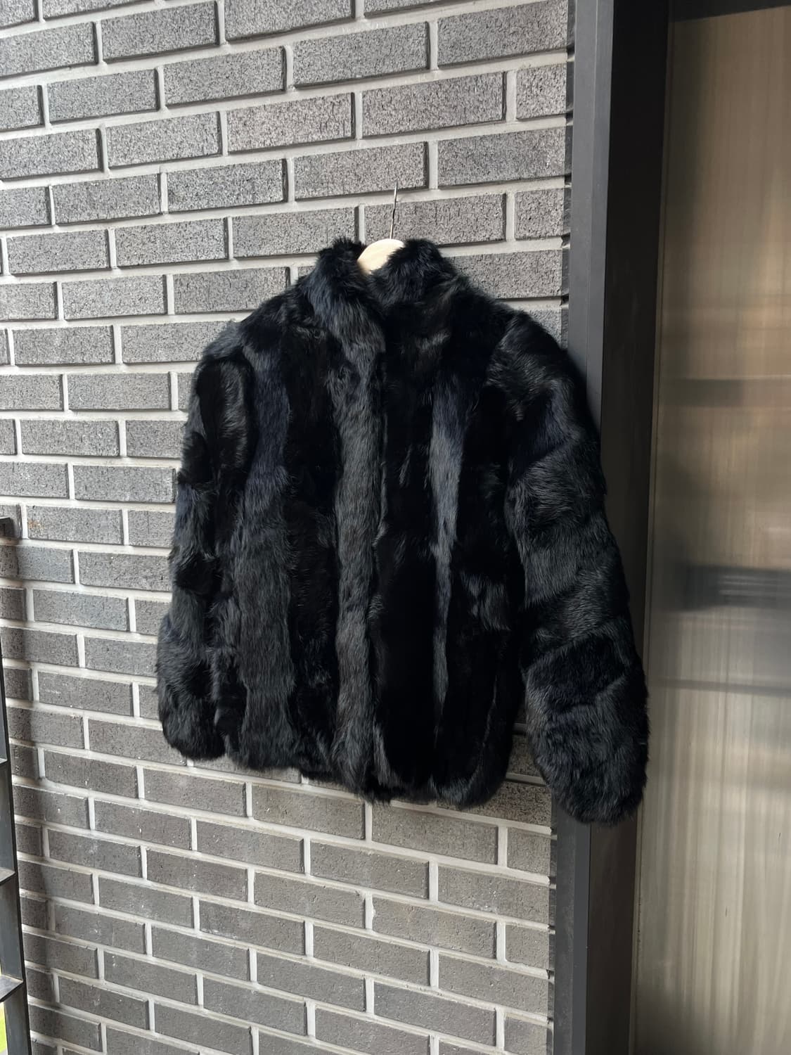 90s Genuine 천연 래빗퍼 자켓 블랙 상품이미지6