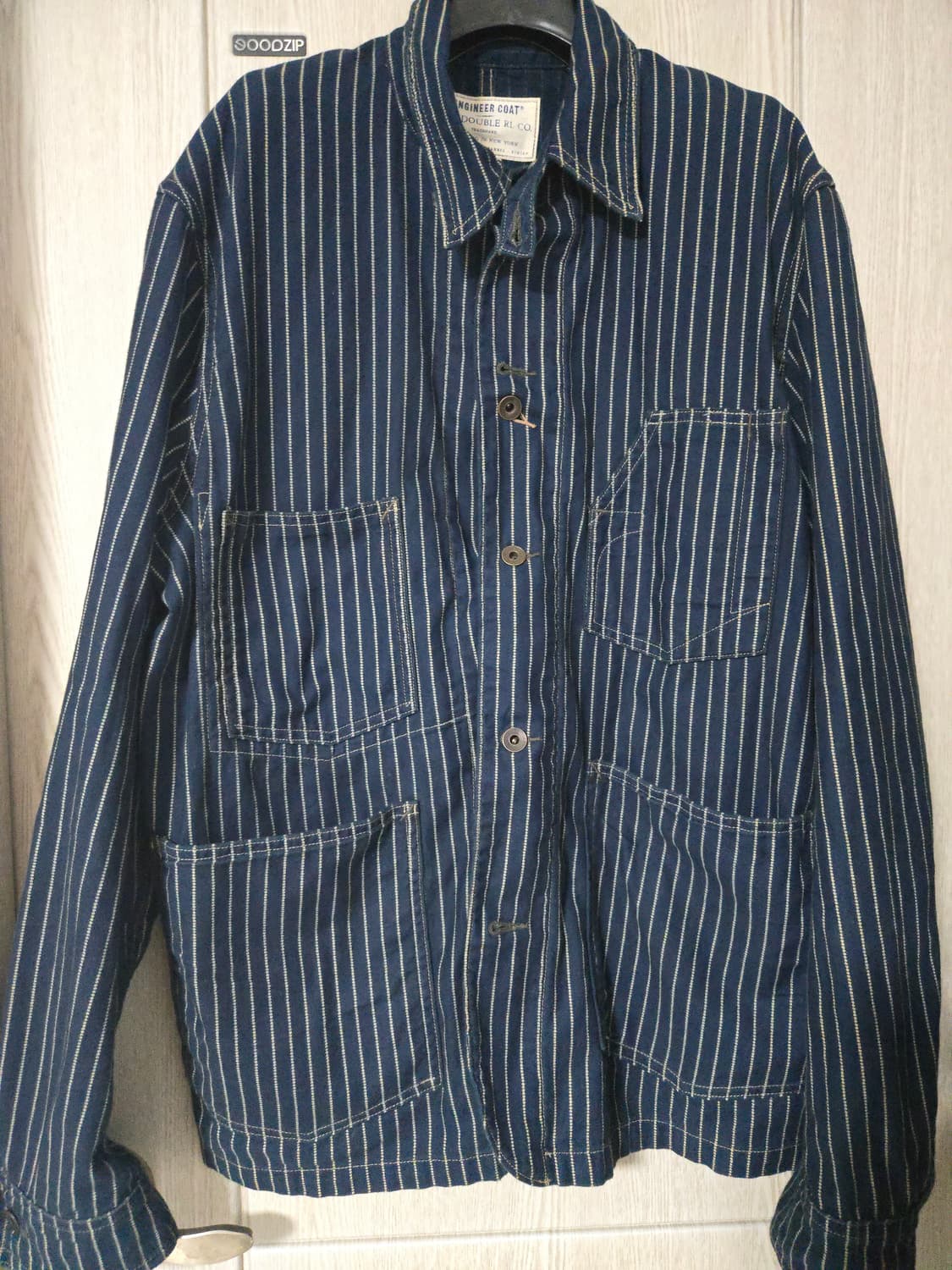 rrl 25ss 인디고 스트라이프 엔지니어 코트 XL 상품이미지7
