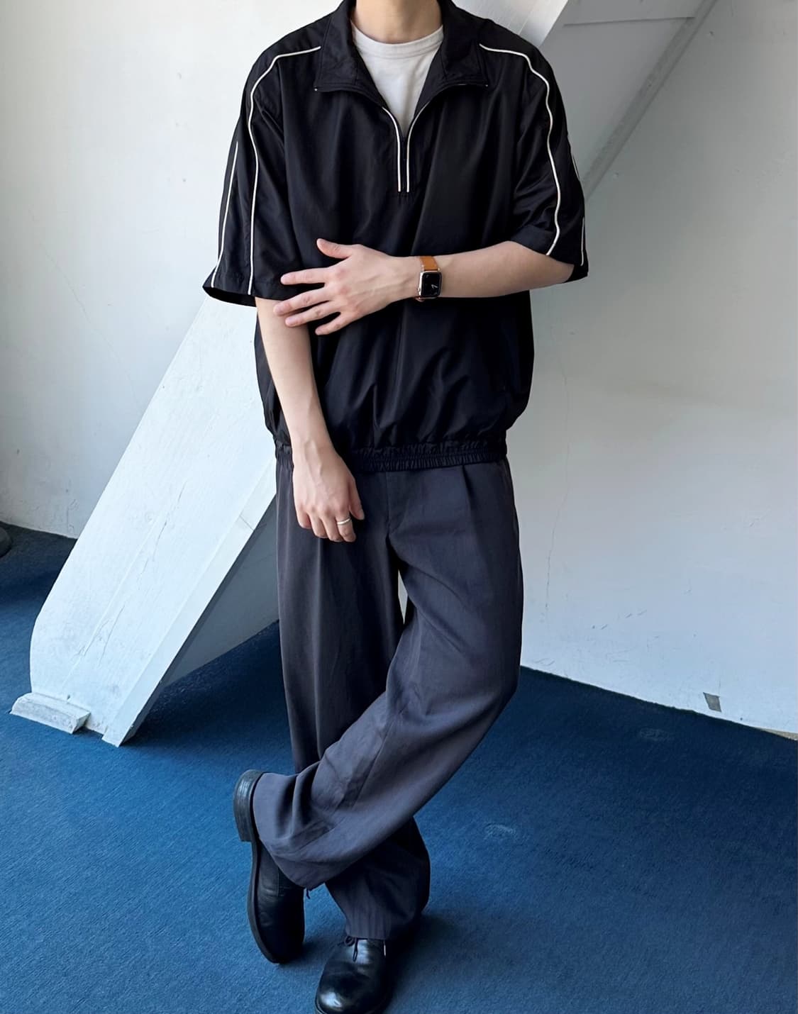 Washed poly 2way H/S warm up anorak 상품이미지10