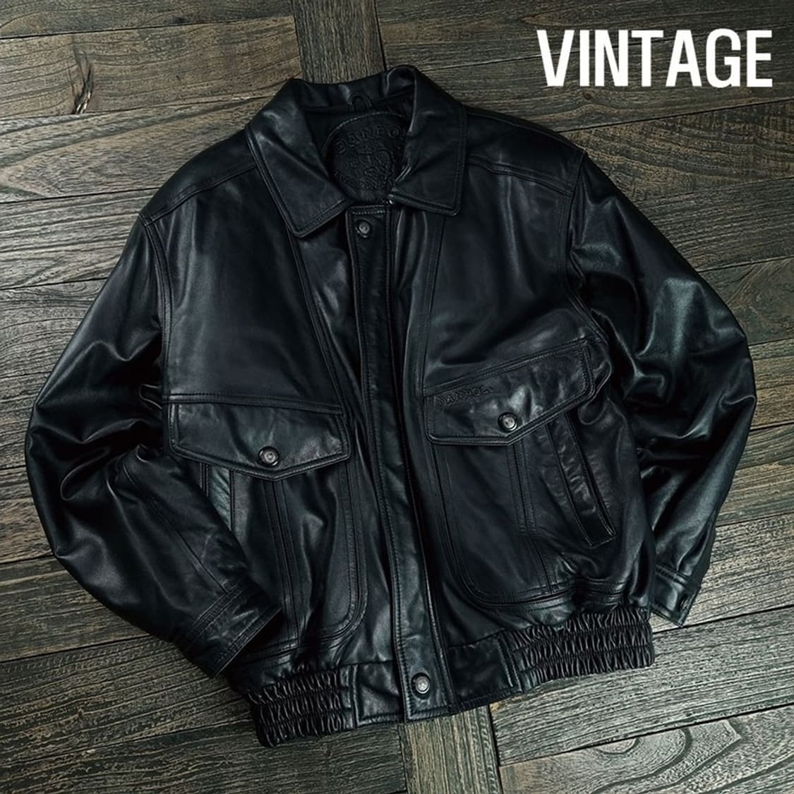 [빈티지] 리얼 쉽스킨 약가죽 레더 봄버 자켓 블랙 M19170 상품이미지1